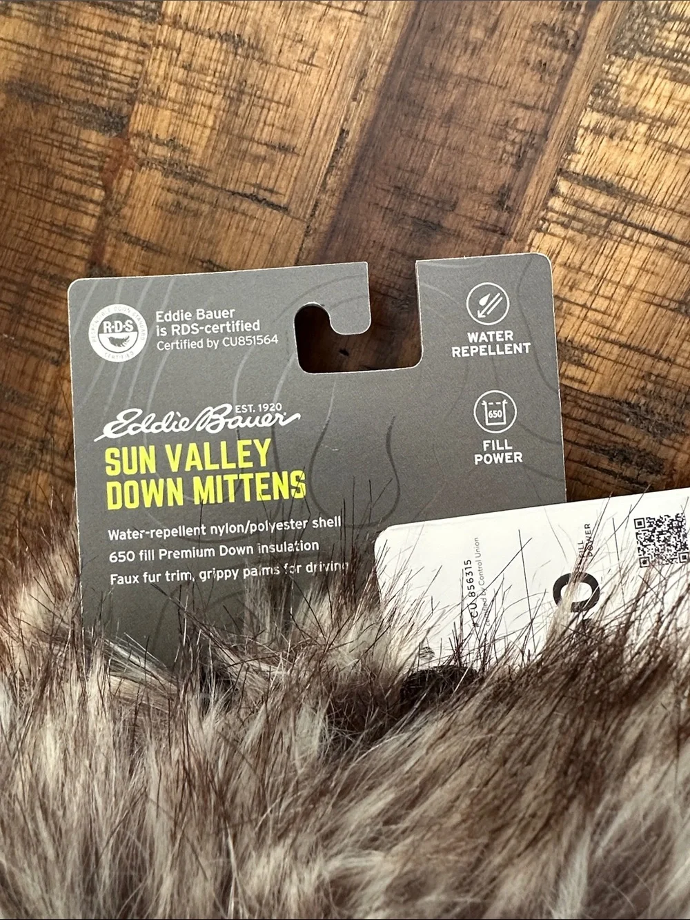 Eddie Bauer Women’s Premium Down Black Mittens with Faux Fur Trim
